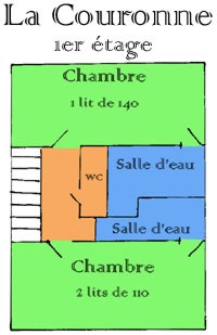 Plan de l'étage du Gîte La Couronne