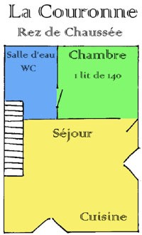 Plan du rez de chaussée du Gîte La Couronne